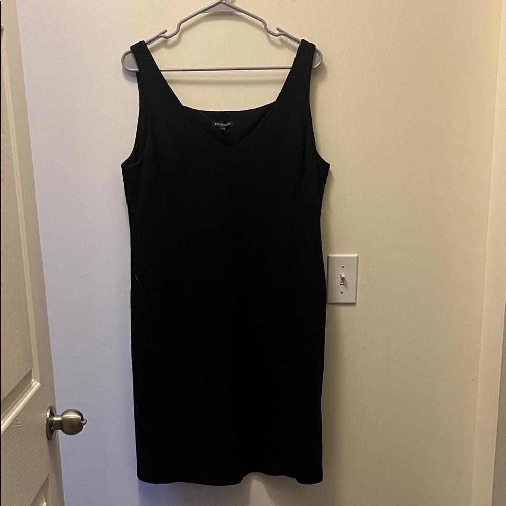 Eileen Fisher Black Sleeveless V-Neck Midi Dress size large